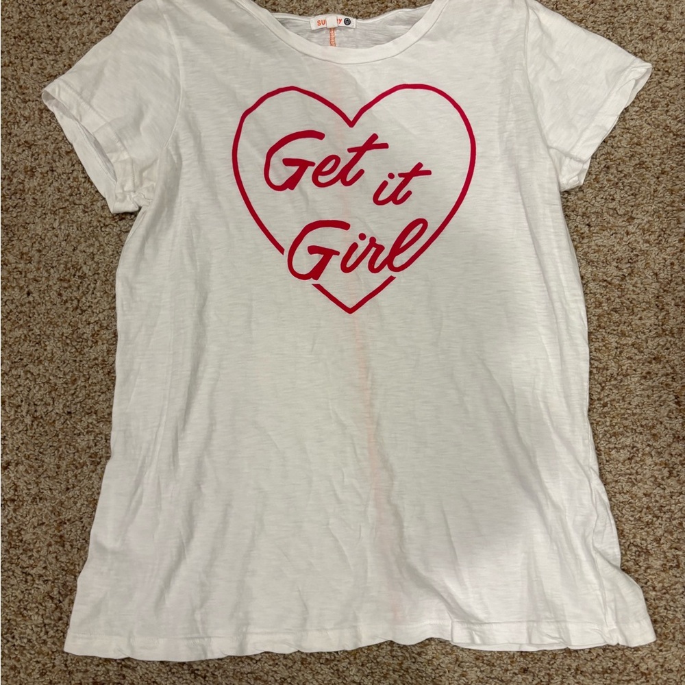 Sundry White Tee with Red Heart Design